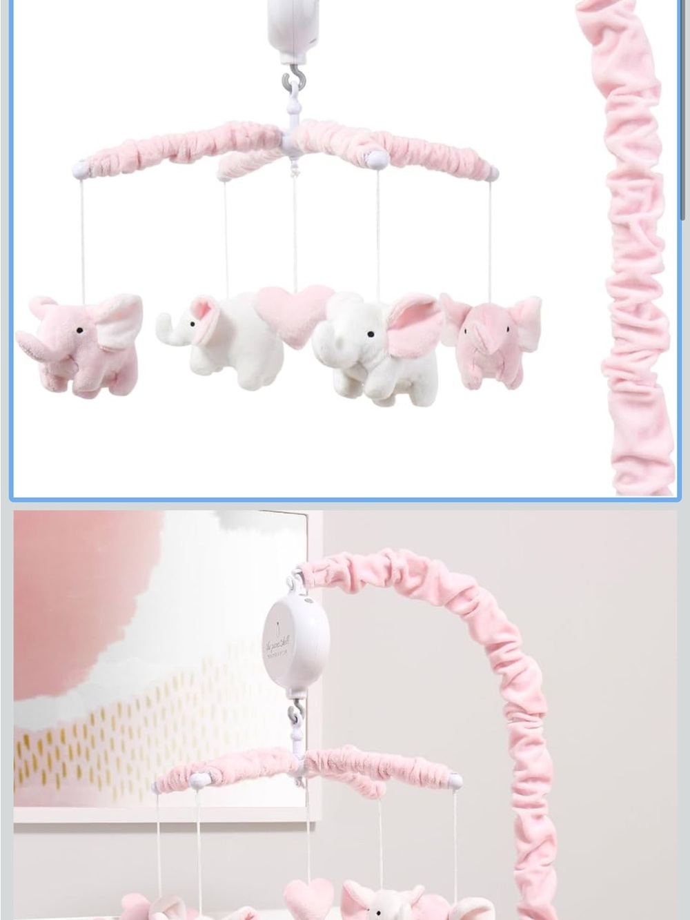 Peanutshell elephant & heart plush mobile